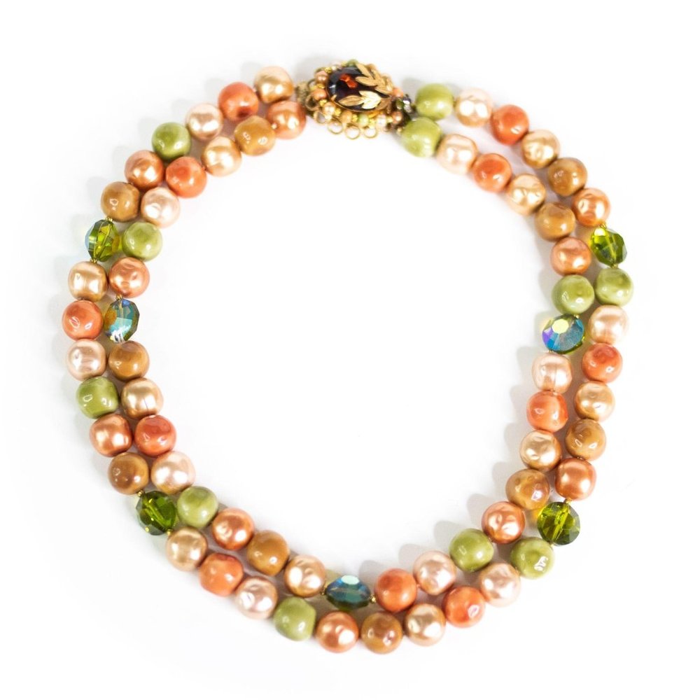 Textured‎ Bead Double Strand Necklace